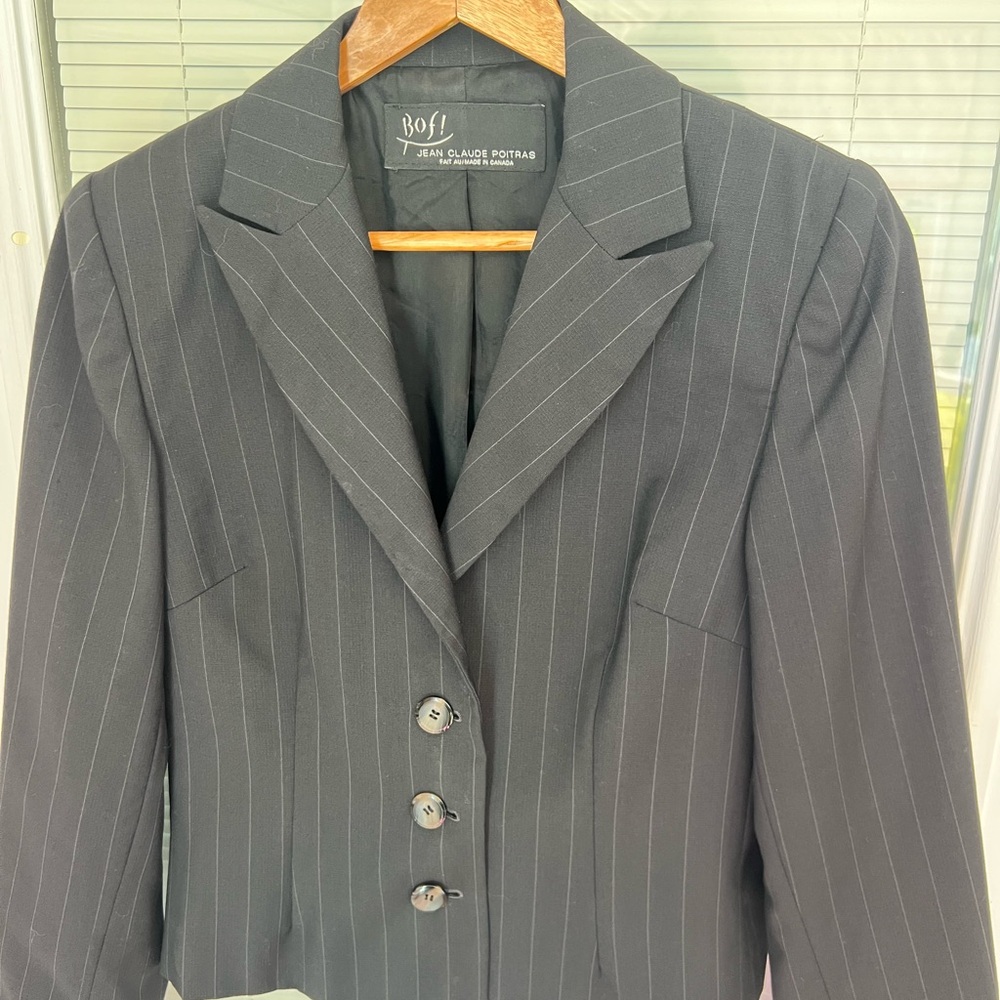 Women's Charcoal Pinstripe Blazer